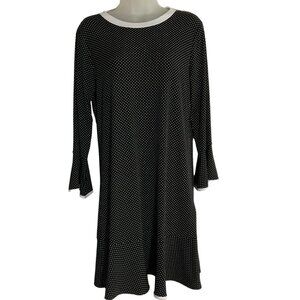 Michael Kors Black Polka Dot Dress With Bell Sleeves - Size M back zip NWT